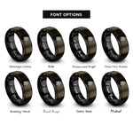 font options for inside engraving on gunmetal & black tribal horse feather rings