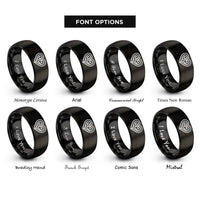 font options for inside engraving on black tribal koru rings