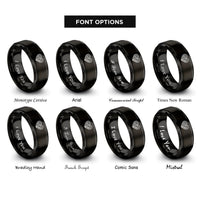 font options for inside engraving on black tribal koru rings