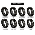 font options for inside engraving on black tribal koru rings