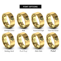 font options for inside engraving on gold tribal koru rings