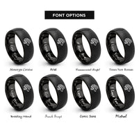 font options for inside engraving on black tribal wolf rings