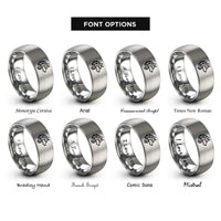font options for inside engraving on grey tribal wolf rings