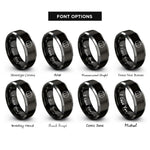 font options for inside engraving on black & gray tricolor flag rings