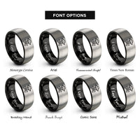 font options for inside engraving on black & gray tricorn skull rings