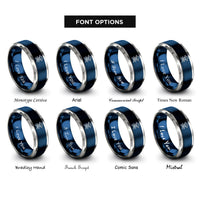 font options for inside engraving on blue & grey tricorn skull rings
