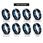 font options for inside engraving on blue & grey trident anchor crossed rings