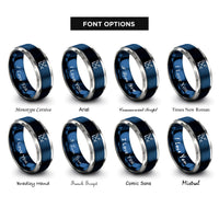 font options for inside engraving on blue & grey trident anchor crossed rings