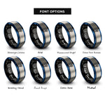font options for inside engraving on black & blue & gray trident (barbados) rings