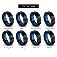 font options for inside engraving on black & blue trihexagonal tiling rings