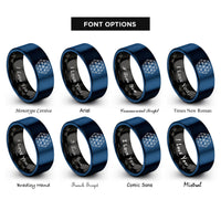 font options for inside engraving on black & blue trihexagonal tiling rings