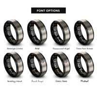 font options for inside engraving on black & grey trihexagonal tiling rings
