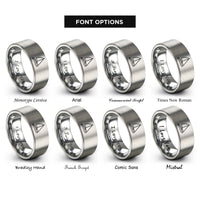 font options for inside engraving on silver trimaran sailboat rings