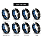 font options for inside engraving on black & blue & silver trimix cylinder rings