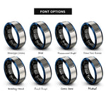 font options for inside engraving on black & blue & grey trimix cylinder rings