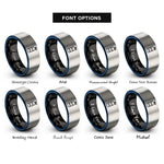 font options for inside engraving on black & blue & silver trimix cylinder rings