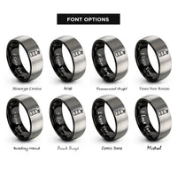 font options for inside engraving on black & grey trimix cylinder rings