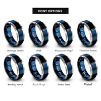 font options for inside engraving on blue & gray trimix cylinder rings