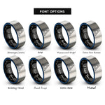 font options for inside engraving on black & blue & silver trine rings