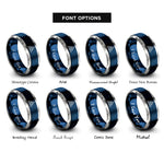 font options for inside engraving on blue & silver trine rings