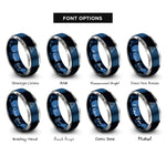 font options for inside engraving on blue & gray trine rings