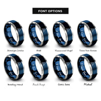 font options for inside engraving on blue & gray trine rings