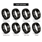 font options for inside engraving on black trinity band rings