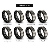 font options for inside engraving on black & silver trinity cross rings