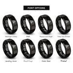font options for inside engraving on black trinity heart rings