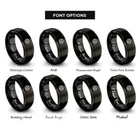 font options for inside engraving on black trinity knot rings