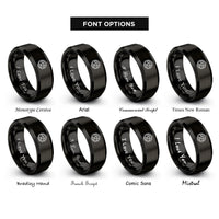 font options for inside engraving on black trinity knot rings
