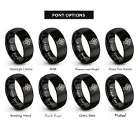 font options for inside engraving on black trinity knot rings