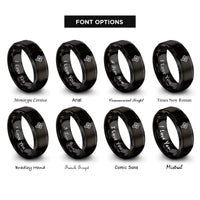 font options for inside engraving on black trinity knot rings