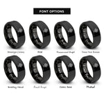 font options for inside engraving on black trinity knot rings
