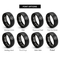 font options for inside engraving on black trinity knot rings