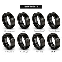 font options for inside engraving on black trinity knot rings
