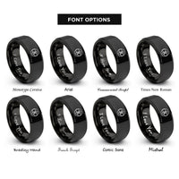 font options for inside engraving on black trinity knot rings
