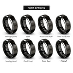 font options for inside engraving on black & gray trinity knot circle rings