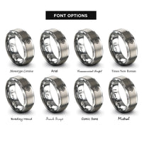 font options for inside engraving on gray trinity knot rings