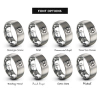 font options for inside engraving on gray trinity knot rings
