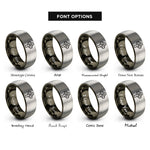 font options for inside engraving on gunmetal & silver trinity knot rings