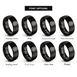 font options for inside engraving on black trinity knot ring rings