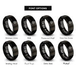 font options for inside engraving on black trinity knot ring rings