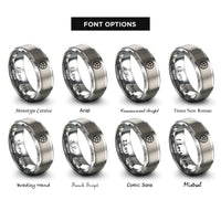 font options for inside engraving on grey trinity knot ring rings
