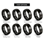 font options for inside engraving on black trinity knots rings