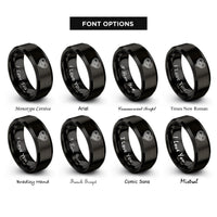 font options for inside engraving on black trinity knots rings
