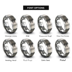 font options for inside engraving on silver triple beam balance rings