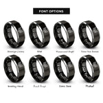 font options for inside engraving on black & gray triple chevron rings