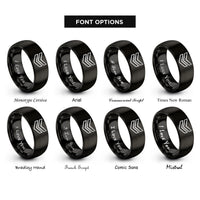 font options for inside engraving on black triple chevron rings
