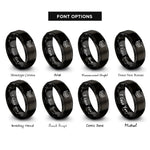 font options for inside engraving on black triple chevron rings